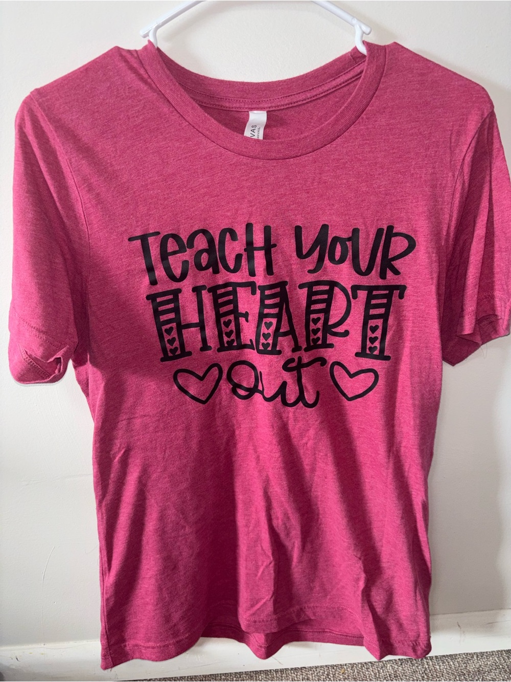 Bella Canvas Pink 'Teach Your Heart Out' Short Sleeve Tee